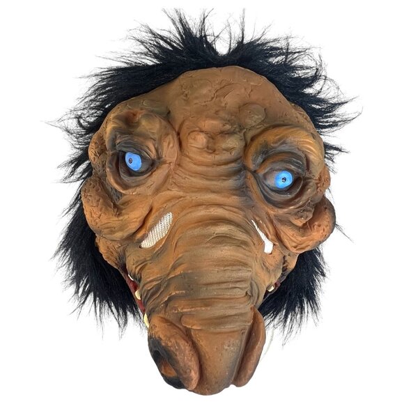 Adult Ugly Hairy Monster Mask With Blue Eyes Sharp Teeth Halloween Costume Party - Picture 2 of 8